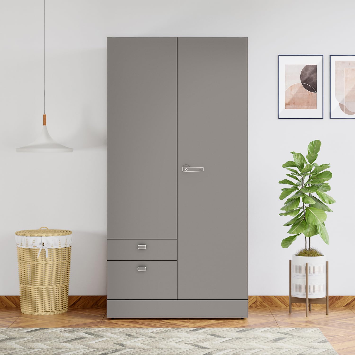Interio by Godrej Auraline® Women Premium 2-Door Steel Almirah (Rocky Grey), 1-Year Warranty, 4 Drawers-picture-10