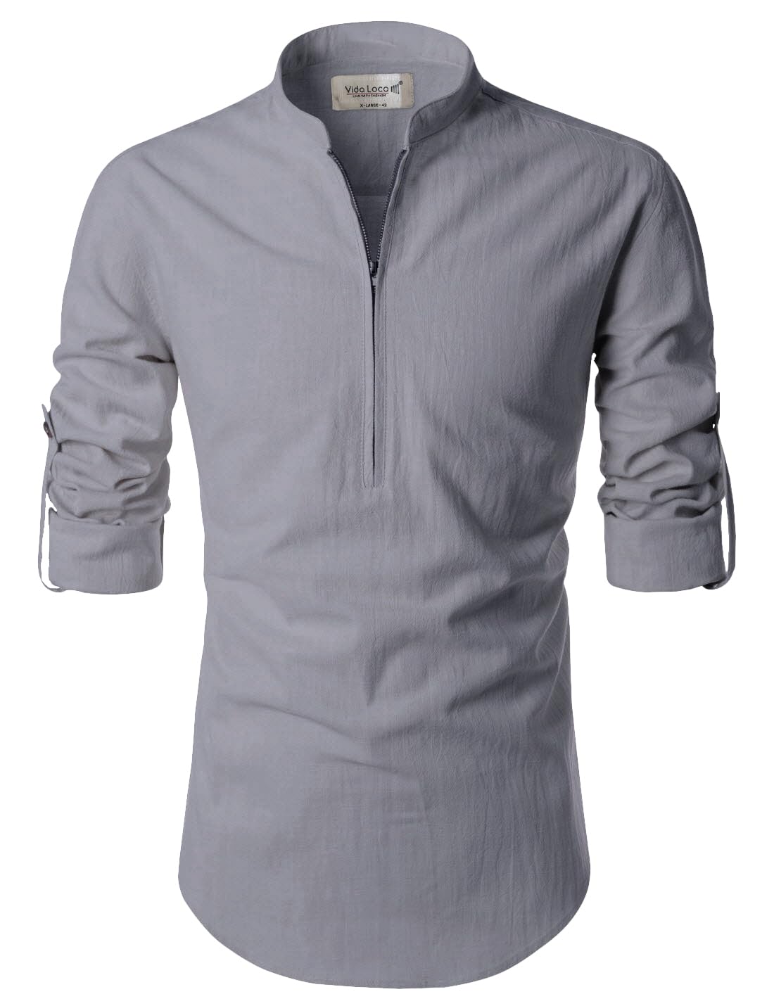 Campus Sutra Full Sleeve Chinese/Collar Pure Cotton Casual, Wedding, Party, Festival Stylish Latest Short Length Slim fit Kurta Style Shirt for Men and Boys. in neutral