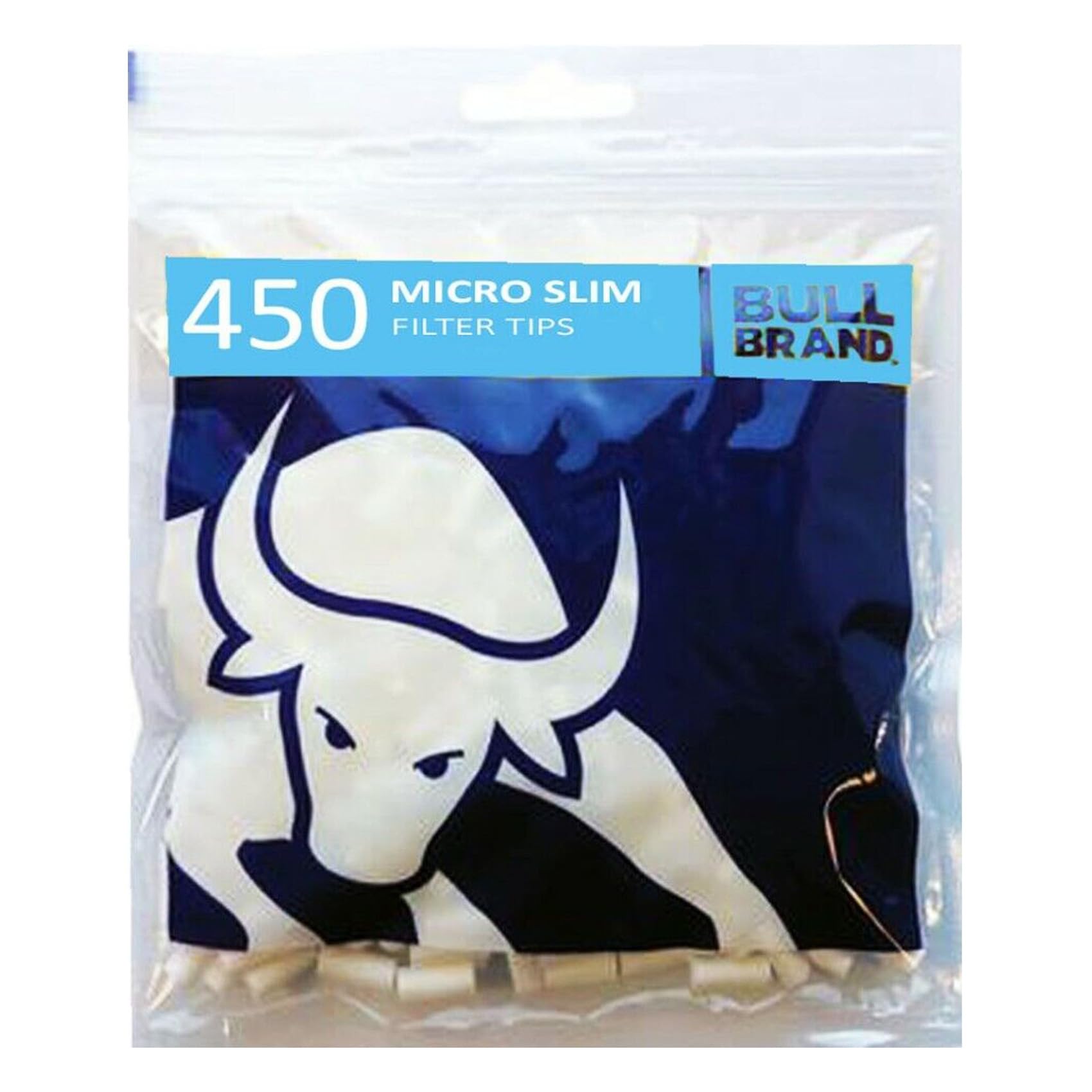 450-9000 x BULL BRAND 4.6mm MICRO Filter Tips 450s Cigarette Resealable Bags Tobacco Rolling Smoking Rizla S/N MYO Make Your Own UK FREE P&P (1 x Pack (450 Filters Tips))