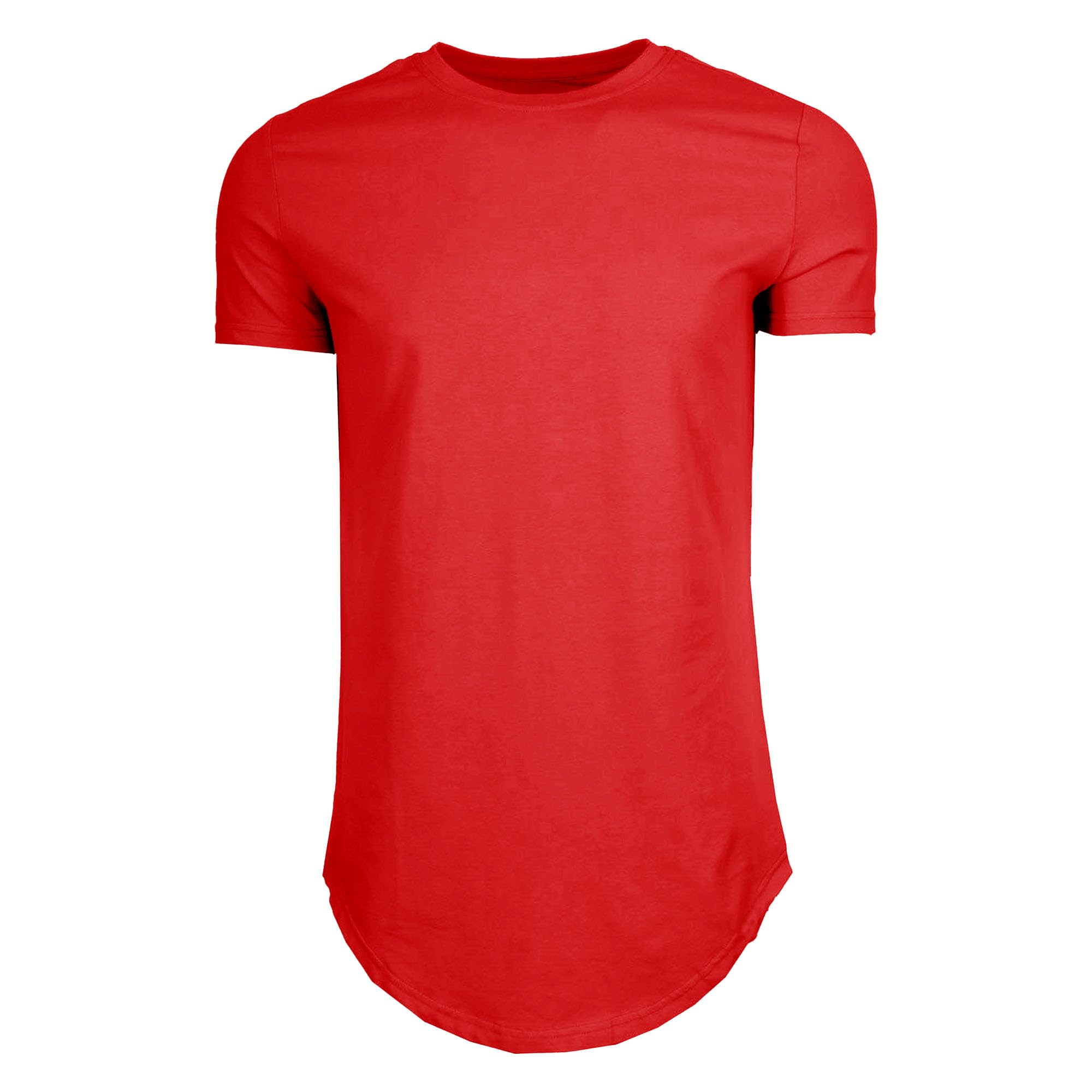 Mens Hipster Curve Hem Tee Summer Casual Crewneck Gym Top Solid Scallop Longline Droptail T Shirts