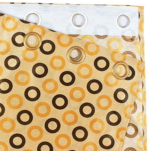 Image of Door Curtains 7 feet Long Set of 2 | Dots Design | Polyester, Light Filtering Curtains and Drapes | Curtains for Living Room | (118 x 215 cm, Brown) | Perfect for Home Decor