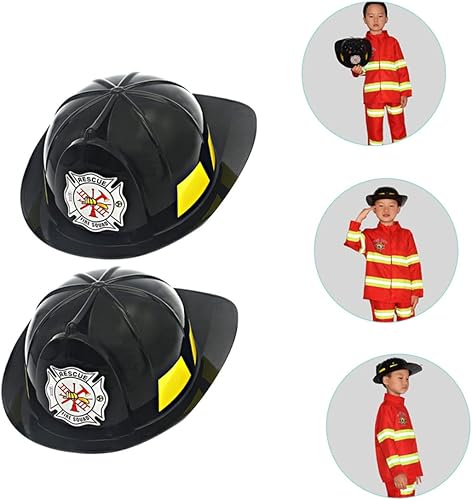 Miniatura 4 de Toyvian Casco de bombero, casco de seguridad para niños, camión de bomberos, 2 unidades, sombrero de bombero, sombrero de bombero, disfraz de casco
