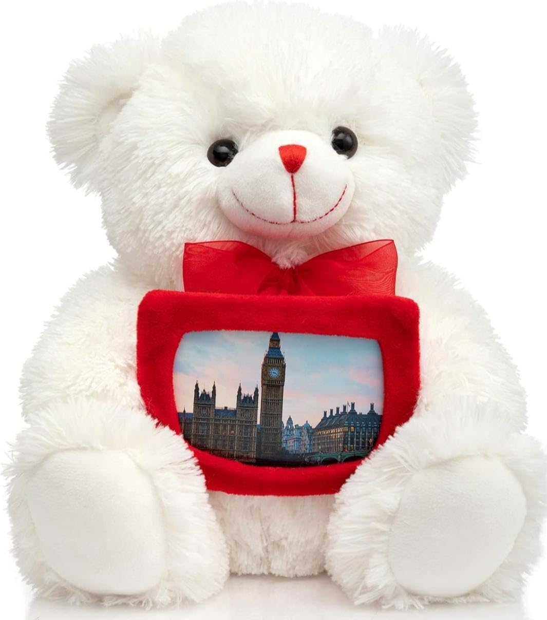 First Joy White Teddy Bear Stuffed Animal with Red Bow - 12 Inch Plush Toy for Valentines Day Gift (Teddy Frame) (B0CRP6WSSG) Amazon Price History, Amazon Price Tracker