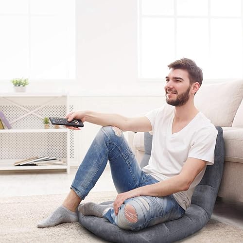 Miniatura 8 de S AFSTAR Silla reclinable acolchada ajustable de 14 posiciones con cómodo soporte de espalda y funda agradable a la piel, ideal para leer, jugar,