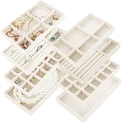 Zenkon Porta Joias, Kit 8 Porta Joias Organizadores para Gaveta, Oganizador de Bjuterias para Colar, Brinco, Pulseira, Relógio e Anel, Porta Joias Organizadora