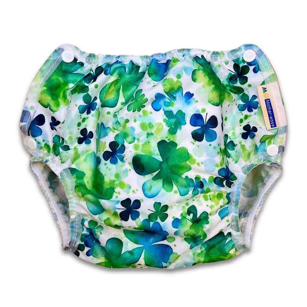 Mother-ease Airflow Nappy Wrap, XS-XXL, Dino/Sunshine, Waterproof Polyester with PUL, Breathable Reusable Cover, Popper Fastening (Lucky Clover, XL) — image 1