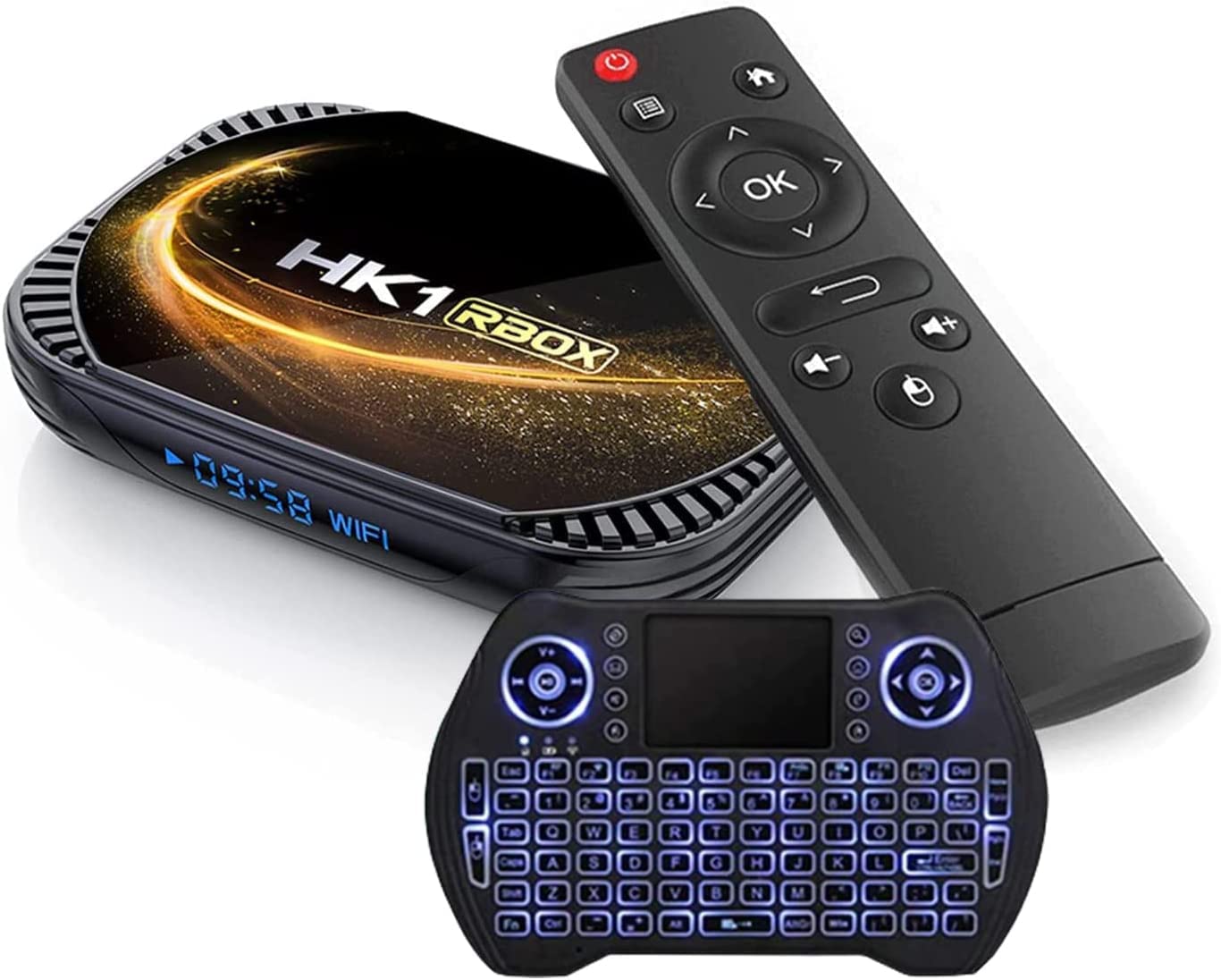 Android TV Box 4GB RAM 128GB Rom con Tastiera Wireless, S905X4 Quad-Core 64Bit Android Box, Supporto 2.4G/5.8Ghz WiFi 100 LAN BT 4.2 3D/6K Utral HD/H.265,2gb+16gb