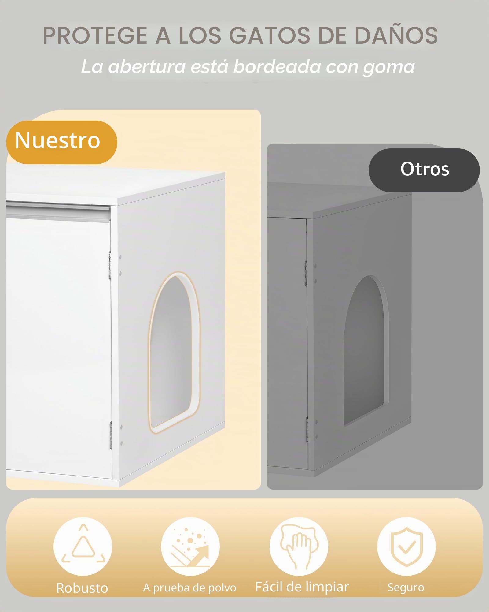 Hzuaneri Mueble Arenero Gatos, Casa para Gatos con Puerta y tabique Separado, 80 x 48,5 x 48,5 cm, Blanco CB01403X