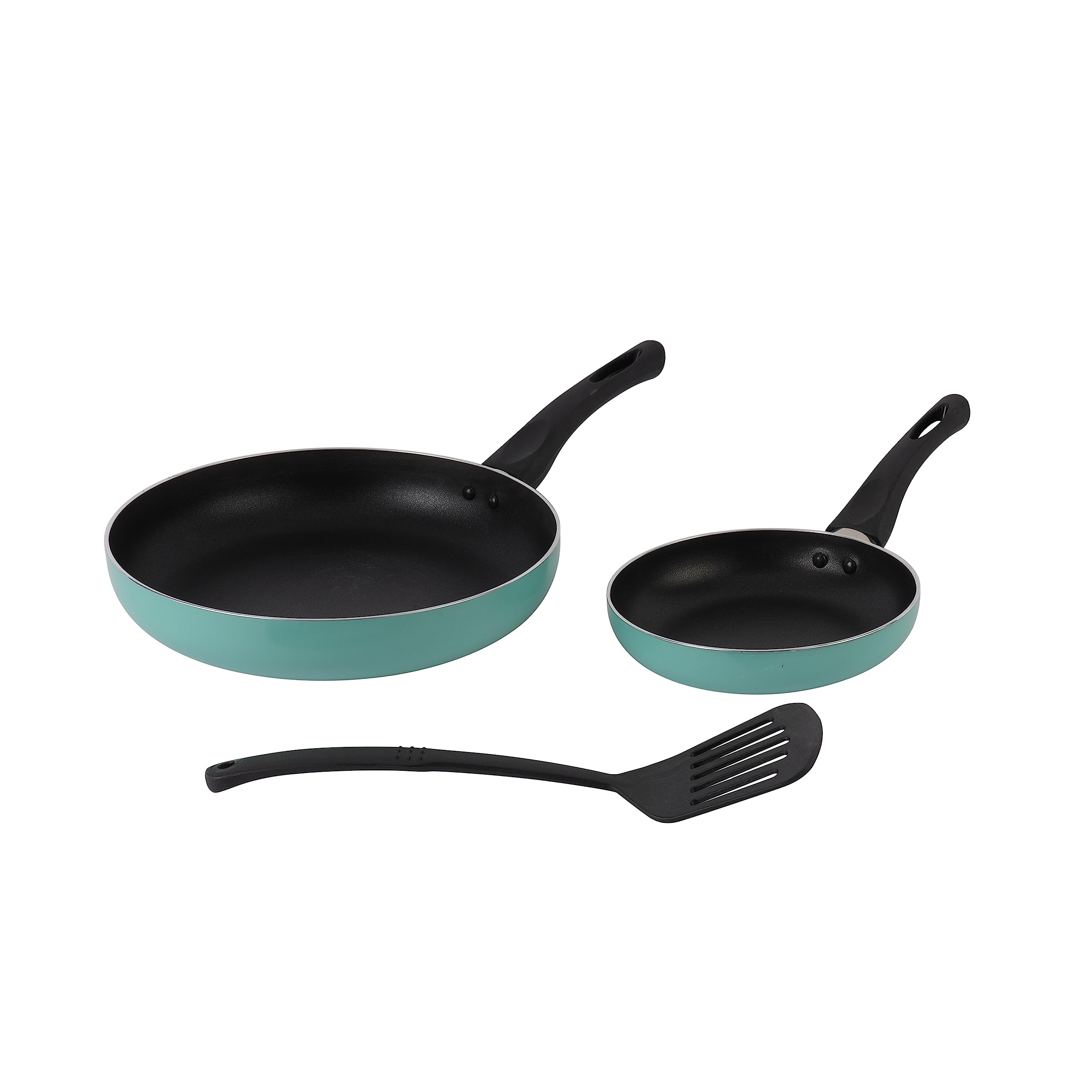 Delcasa 2 Piece Frypan with Nylon Turner assorted colour DC2896 Compatible With Hot Plate, Halogen, Ceramic And Gas Stovetops