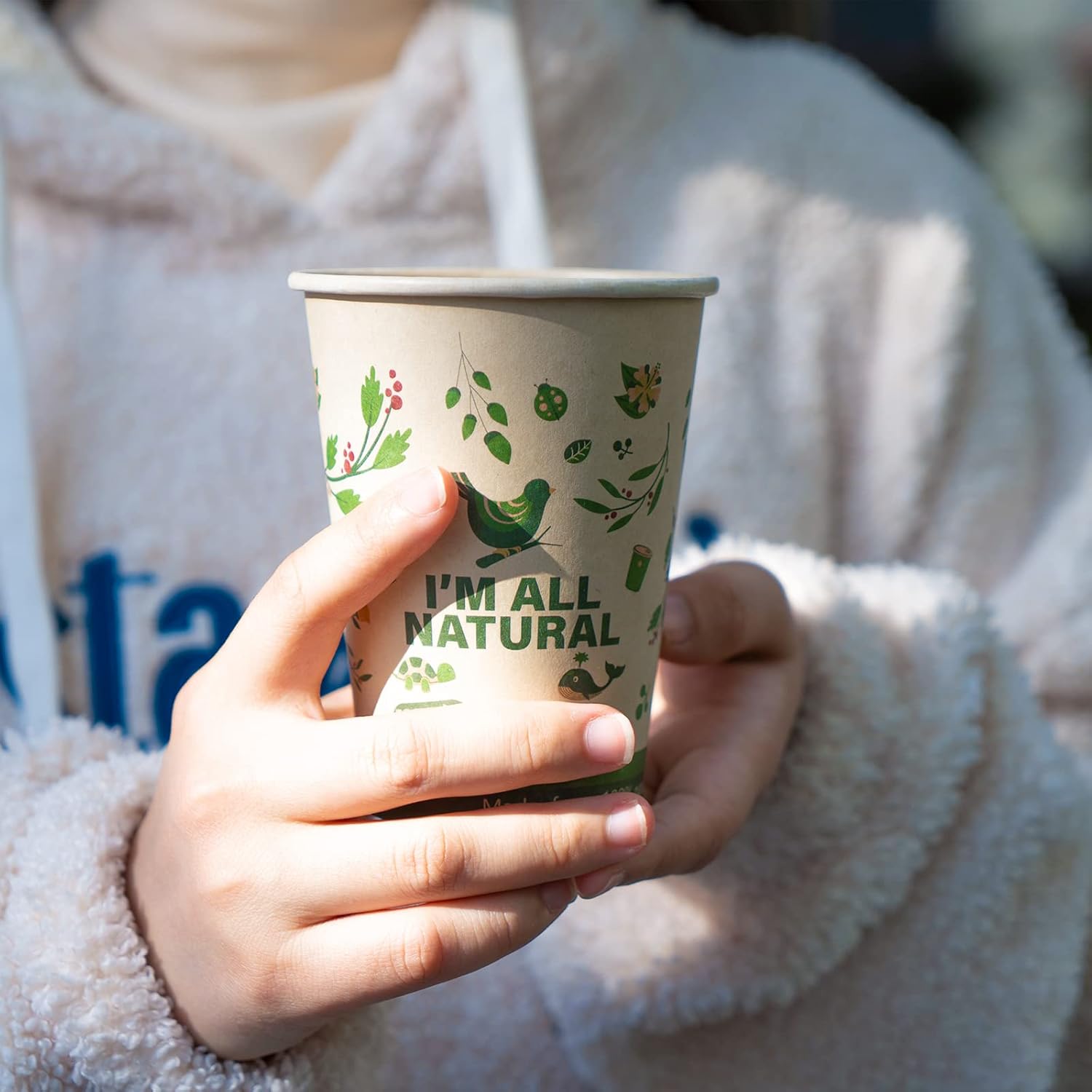 200 Pack 12oz Compostable Paper Cups, Biodegradable Disposable Hot Beverage Coffee Cup, Unbleached Hot Drinking Cups for Party, Picnic,Travel and Events