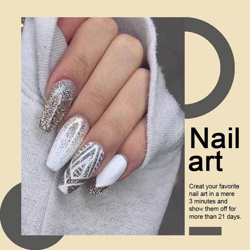 Miniatura 7 de Arte Clavo Esmalte de uñas de gel, 1 unidad de 0.5 fl oz, color blanco puro lechoso, juego de esmalte de gel semipermanente para remojar con luz LED