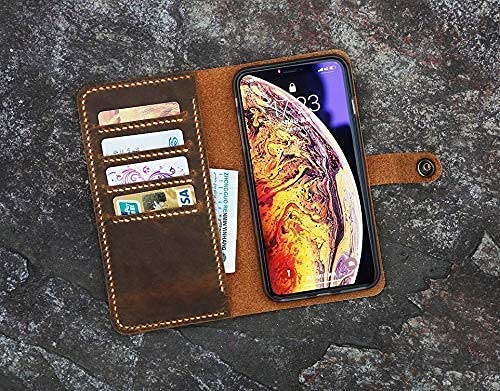 Personalized leather Wristlet wallet case for iPhone 16 15 14 Pro Max/distressed leather wallet cover Compatible with iPhone 16 15 14 Plus IP05MW-B3