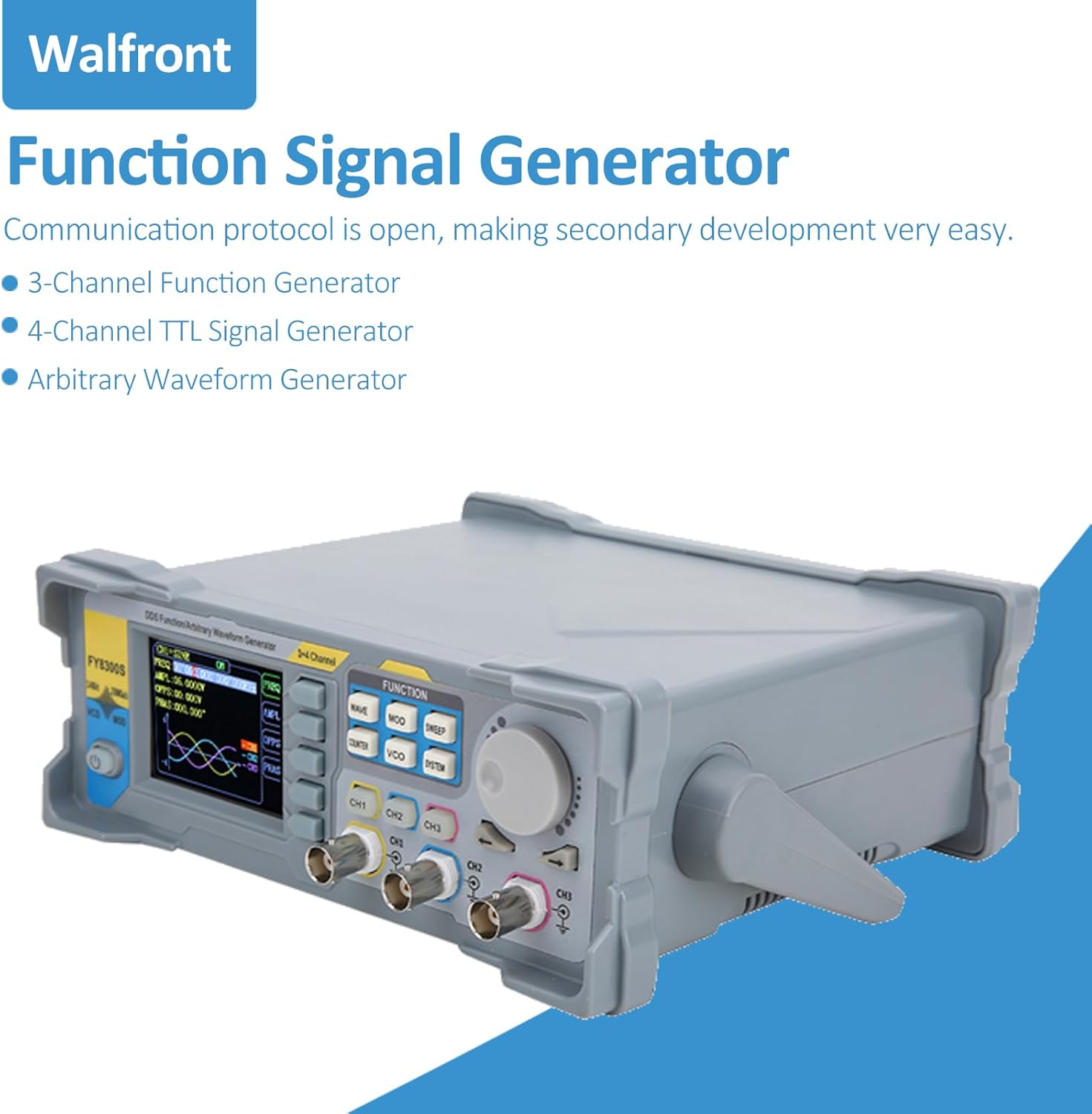 3-Channel Arbitrary Waveform Generator DDS Function Generator with 250MSa/s Sampling Rate 4 TTL Outputs Frequency Counter and Meter(FY8300S-20M US)