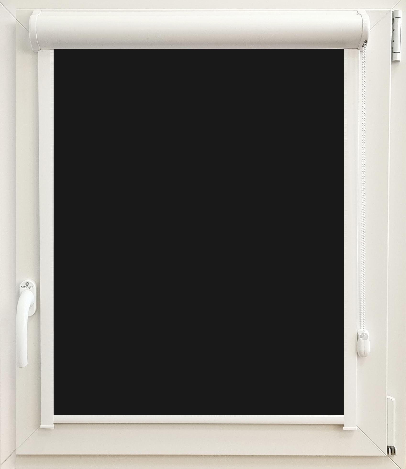 Kassettenrollo Verdunkelungsrollo Thermo Rollo | Fertigung nach Maß | Zum Anschrauben oder Kleben | Für Türen und Fenster | Thermostoff Blackout | Mit Kassette und Führungsschienen | Farbe Schwarz