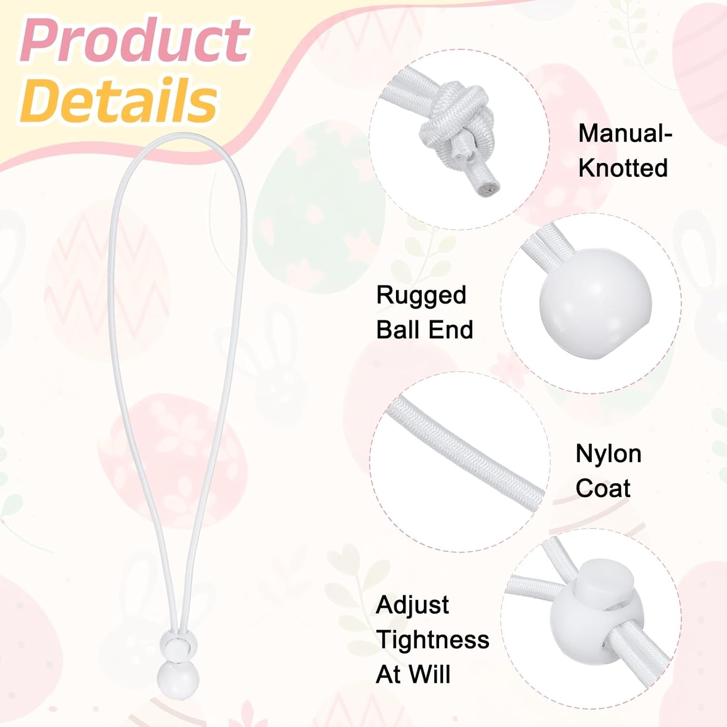 PATIKIL Ball Bungee Cords, (30cm / 12 Inch, White) (16 PCS) Universal Bungee Tie Downs, Suit for Shelter Camping Cargo Outdoor Roller Blinds Tents Canopies Tarp