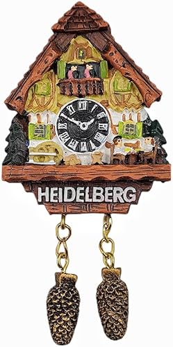 Reloj de cuco Heidelberg Alemania Imán de nevera Recuerdo Decoración de refrigerador 3D Pegatina magnética Pintada a mano Artesanía