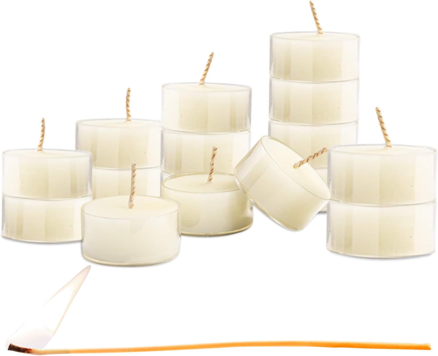 100% Pure Refined Beeswax Tea Light Candles, Chemical Free 100% Cotton/Beeswax Wick