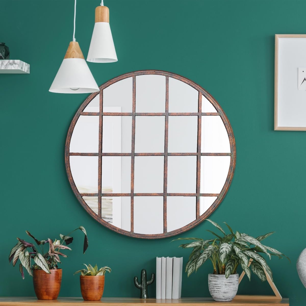 The Kirkby Large Rustic Metal Round Framed Mirror - 32"" X 32"" 80 x 80cm
