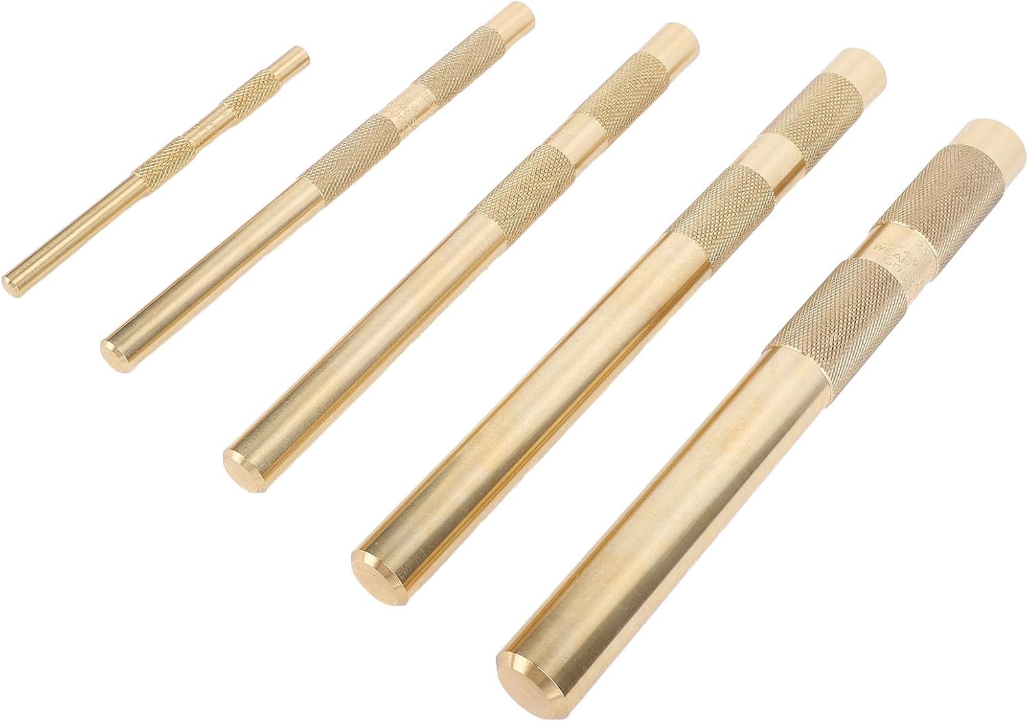 5 Pcs Brass Punch Set Accuracy Metal Hand Punch Tool with Knurled Handle for DIY Craft Metalworking Automotive Repair