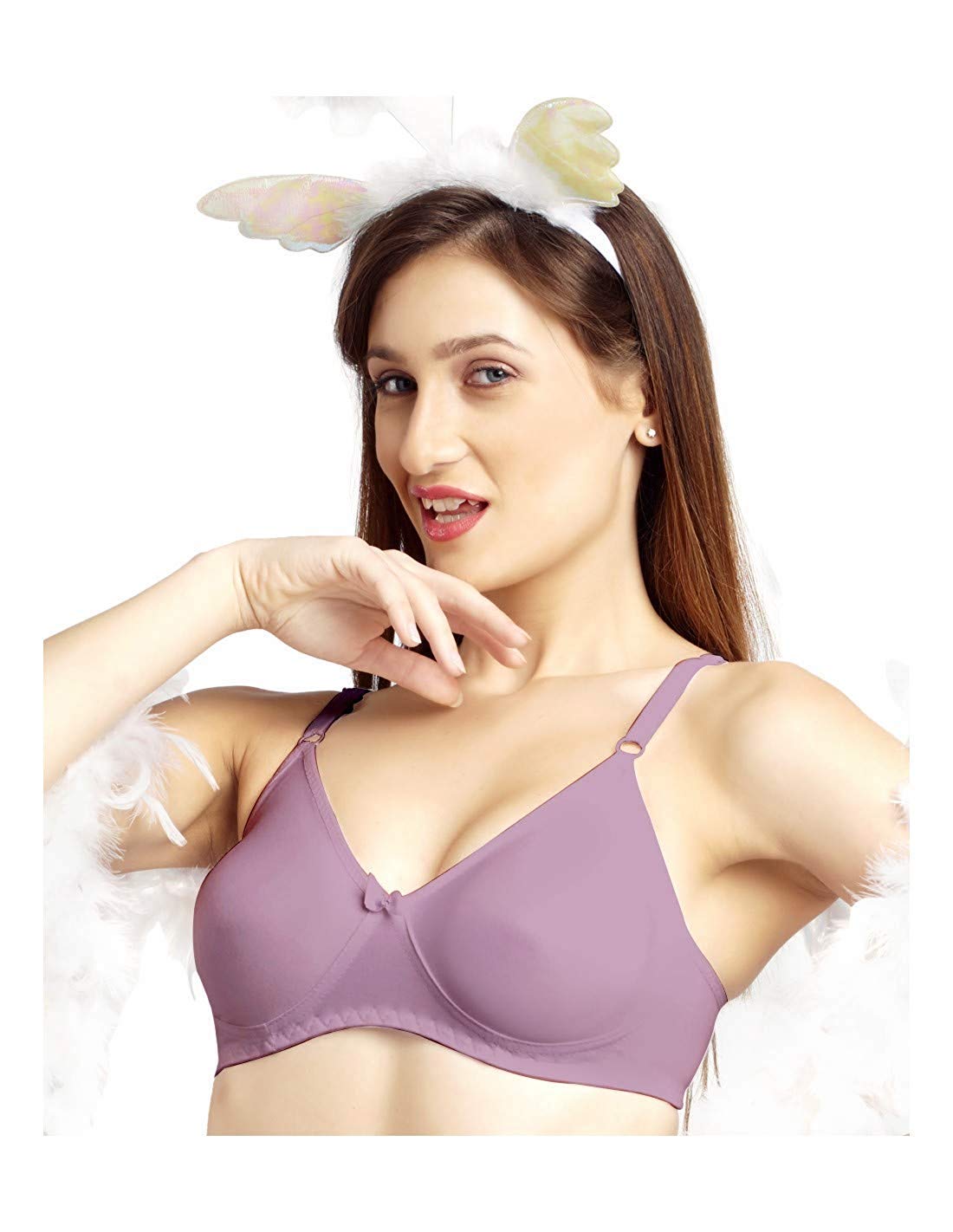 DAISY DEE Women's Cotton Non Padded Non-Wired T-Shirt Bra Purple