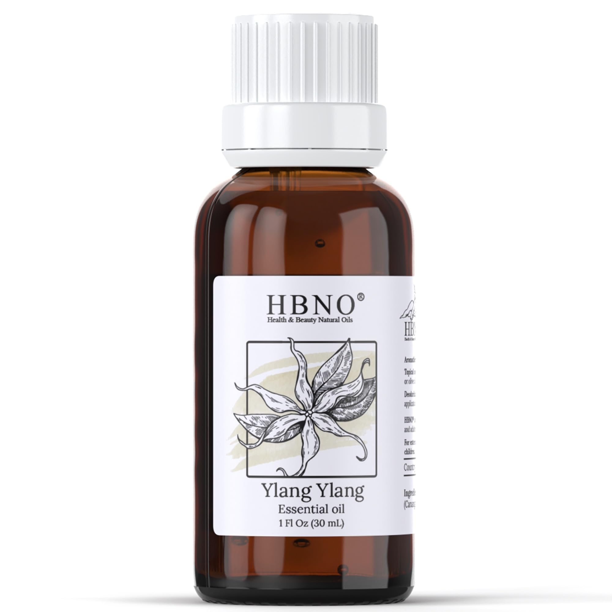 HBNO Ylang Ylang Essential Oil - 1 OZ (30 ml) Travel Size - Perfect for Aromatherapy, DIY, Candle Making, Soap Making, Diffusers
