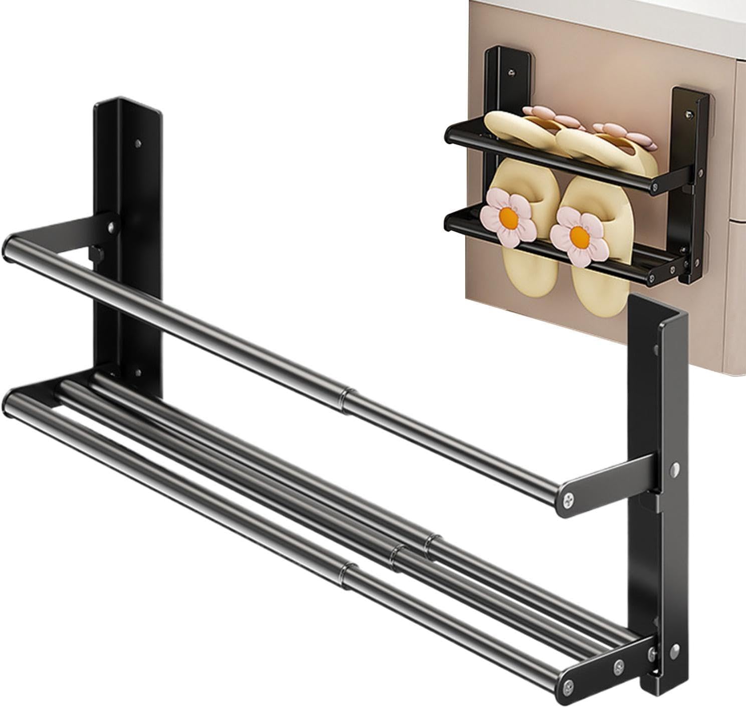 Vertical Wall Shoe Rack, Retractable Footwear Organizer, Space Saving 10in