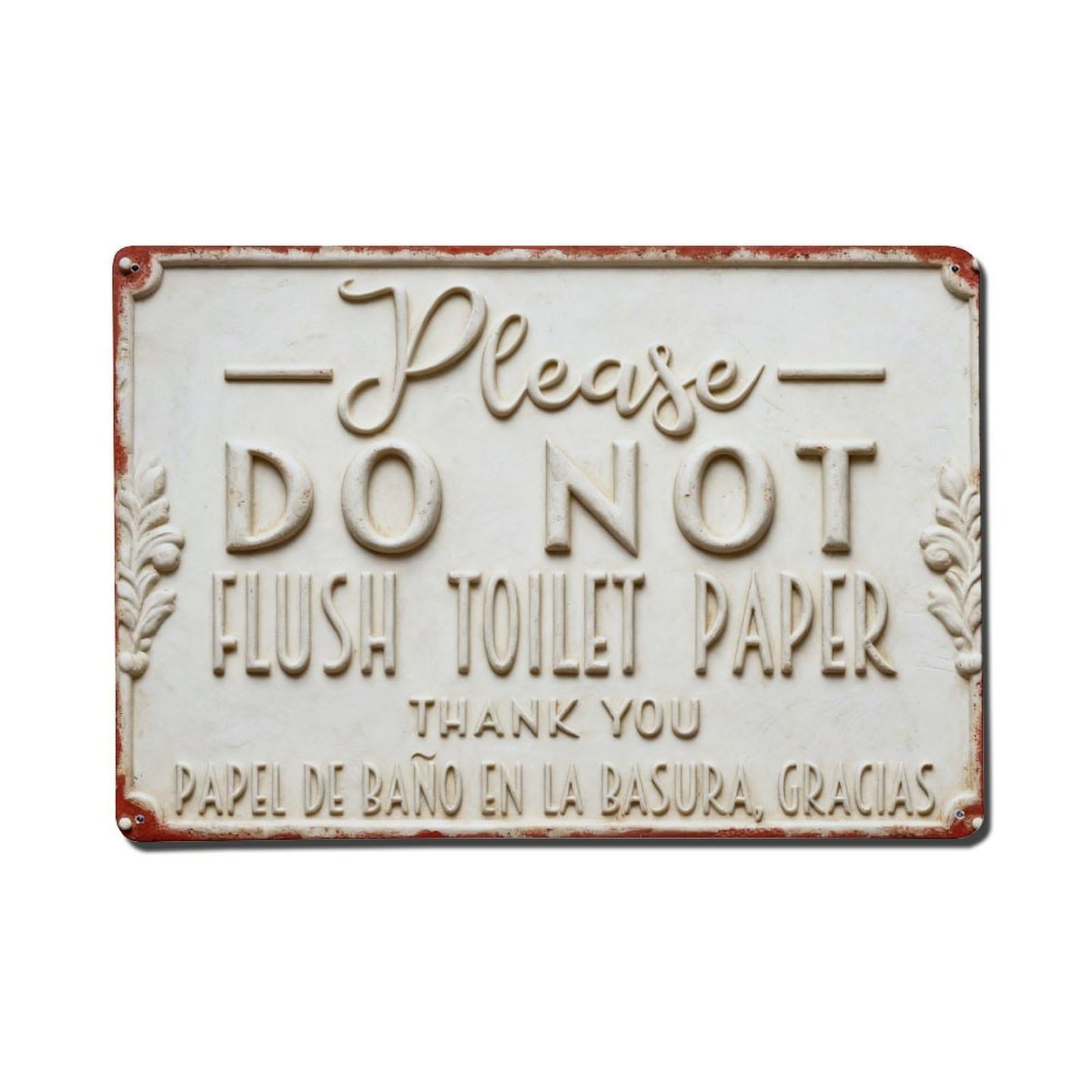 Iageret Vintage Please Do Not Flush Toilet Paper Metal Tin Sign Retro Wall Decor, Bar Garage Cafe Kitchen Home Wall Art Poster Decoration 8X12inches