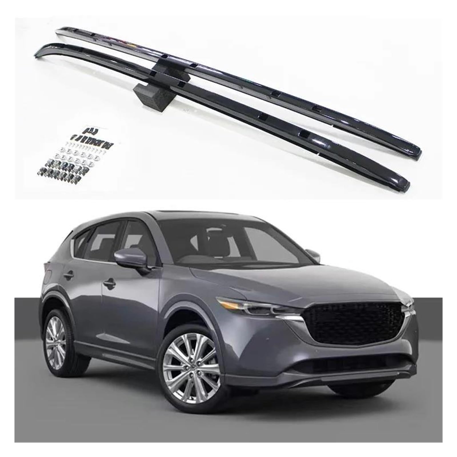 Roof Racks Aluminum Alloy Car Roof Rack Cross Bar For Mazda For CX-5 CX5 2016-2025 Rails Bar Luggage Carrier Bars Top Racks Rail Boxes Aluminium Roof Bars(Rack bright black) — view 6