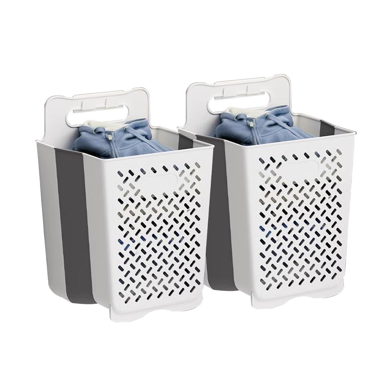 Folding dirty laundry basket, Laundry Basket Foldable ABS With Hooks Multicolor Multiple Sizes(White,28x18x38cm/11x7x15in)