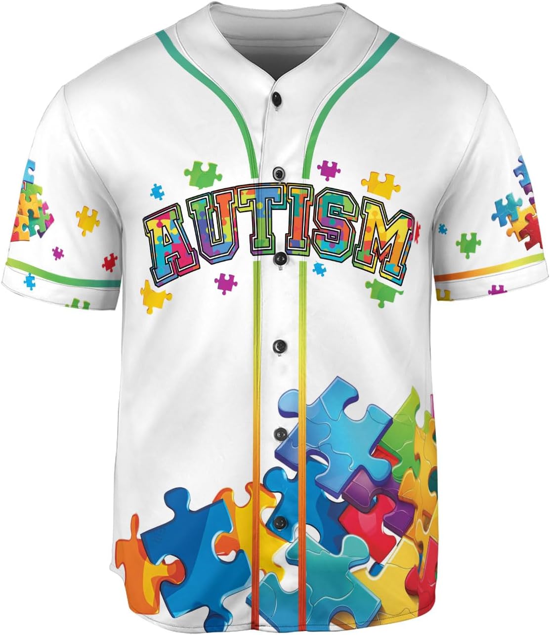 Personalized Autism Awareness Baseball Jersey Custom Name Puzzle Shirt, Autism Warrior Gift for Men Women Kids Support