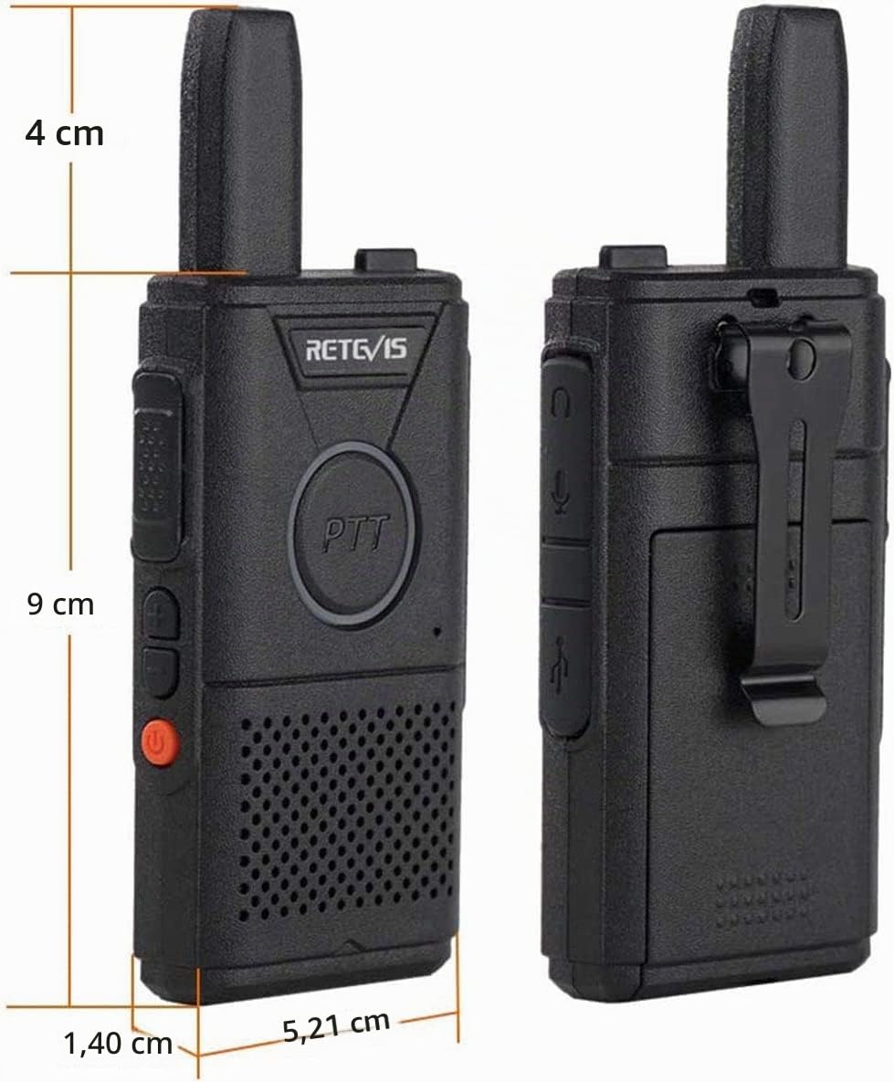 Retevis RT618 Walkie Talkie con Auriculares, Mini Radio PMR446 4 Piezas | Radio PTT Doble, 16 Canales, VOX, Emergencia, Walky Talky para Atención Domiciliaria, Residencia de Ancianos