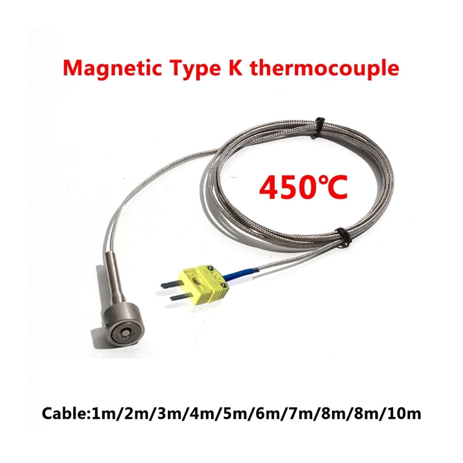 Silna adsorpcja magnetyczna 0-450 stopni Typ K termopara czujnik temperatury z ekranowanym kablem ze stali nierdzewnej (6m)