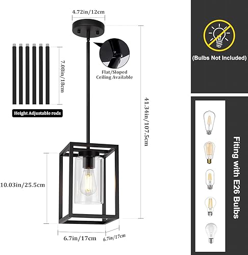 Miniatura 5 de Lámparas colgantes para isla de cocina, estilo casa de campo, color negro, 1 luz, candelabros pequeños industriales modernos, lámparas de techo para
