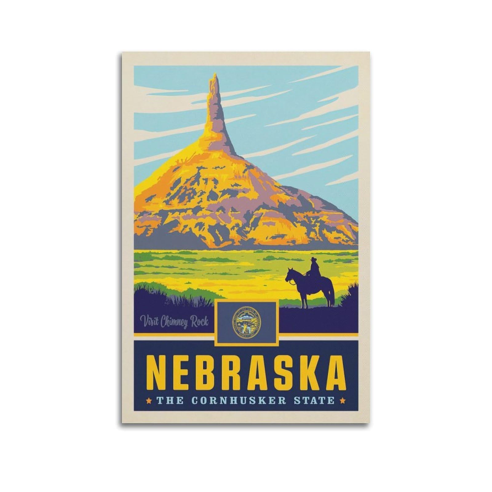 DLJGDS Vintage Travel Posters Nebraska State Pride Decorative Painting Canvas Wall Posters And Modern Family Bedroom Decor 24x36inch(60x90cm)