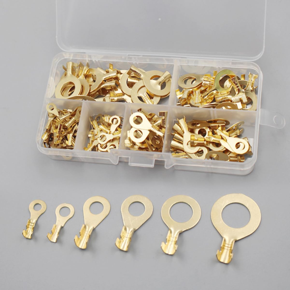 Ciieeo 150Pcs Copper Ring Terminal Cable Connectors Crimp Lugs for Automotive Applications Wire Connectors