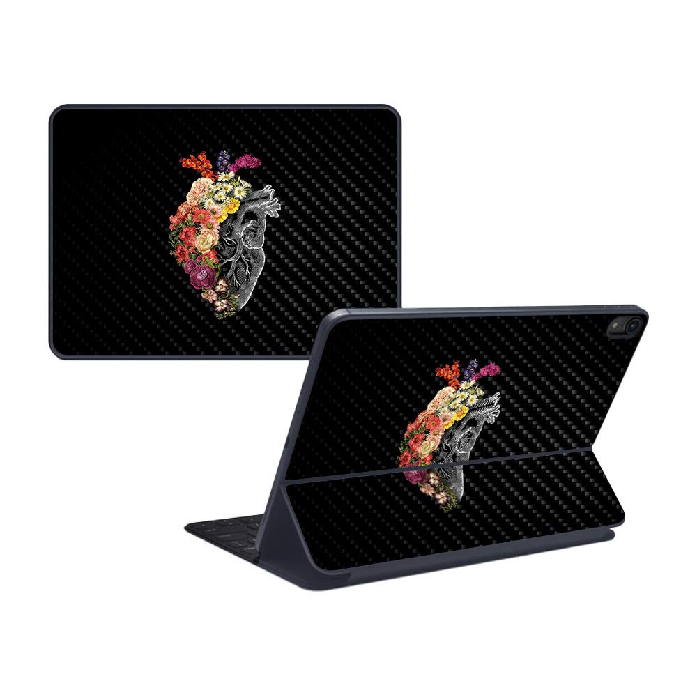 MightySkins Carbon Fiber Skin for Apple iPad Pro Smart Keyboard 12.9" (2018) - Spring Heart - Protective, Durable Textured Carbon Fiber Finish - Easy