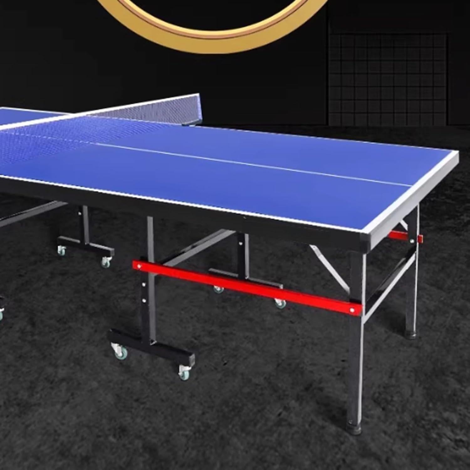 Tournament Size Table Tennis Table with Net & Post Set, Foldable Indoor Outdoor Ping Pong Table with Wheels for Home, Club and School