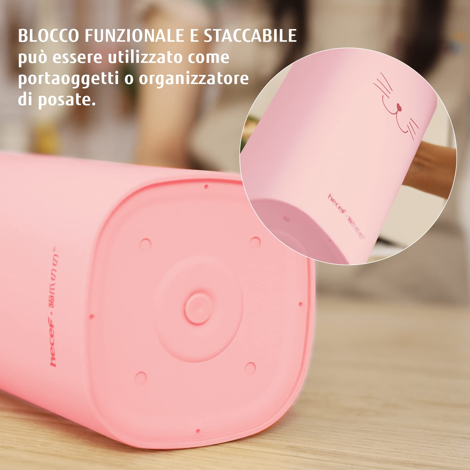 hecef Set Coltelli da Cucina Professionali 5 Pezzi Rpsa – Design Brevettato Zampa di Gatto, Lame in Acciaio Inox Antiaderente, Impugnatura Ergonomica Antiscivolo, Blocco Staccabile, Regalo Originale