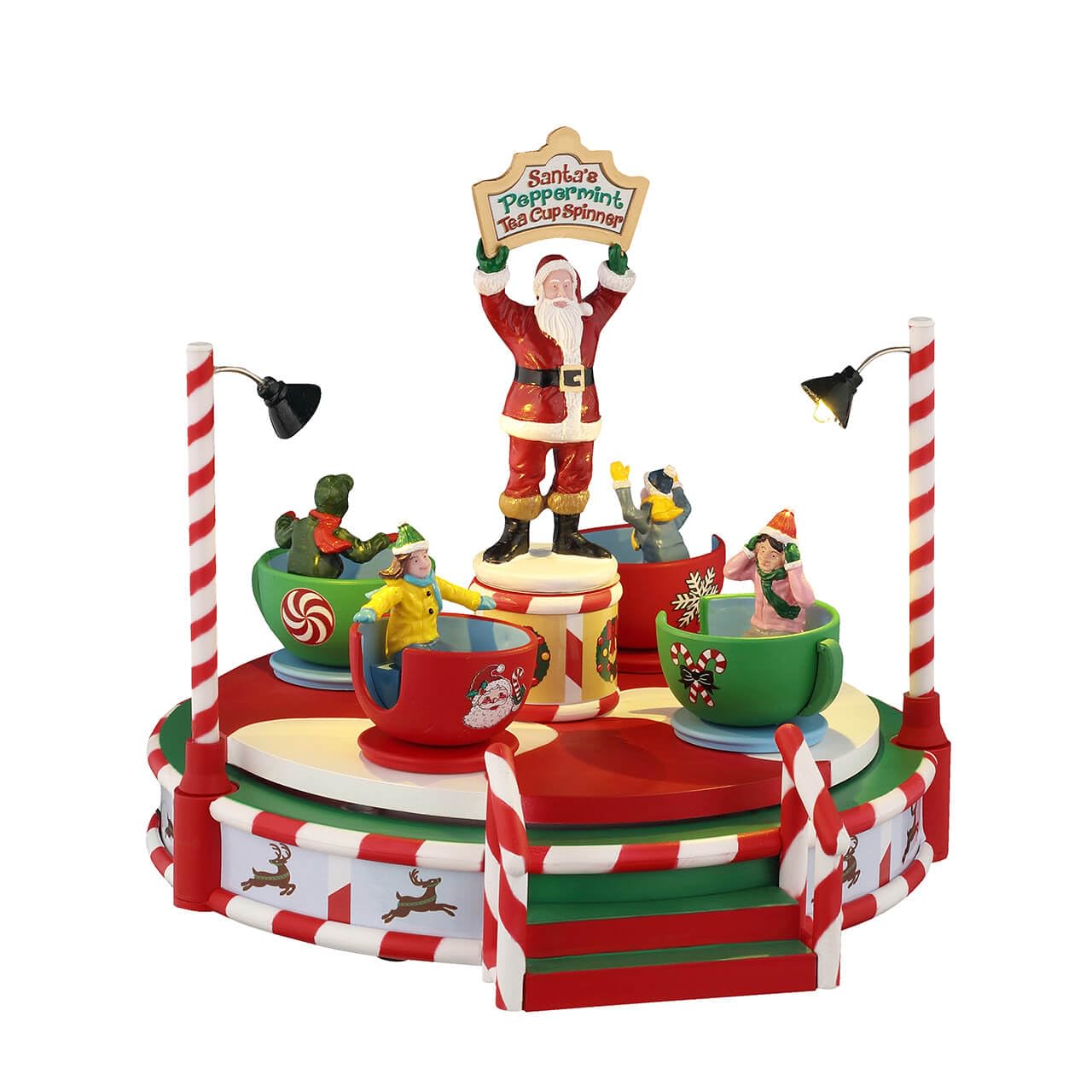Lemax Multicolor Santa's Peppermint Teacup Spinner, Battery-Operated(4.5V), Table Accents, #54446