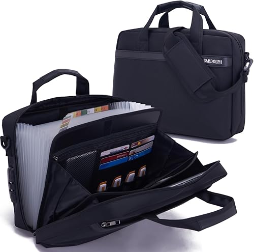 Carpeta de archivo de nailon, 11.6 x 8.2 pulgadas, color negro, portátil, ligera, con cerradura de combinación de 3 dígitos, múltiples bolsillos,