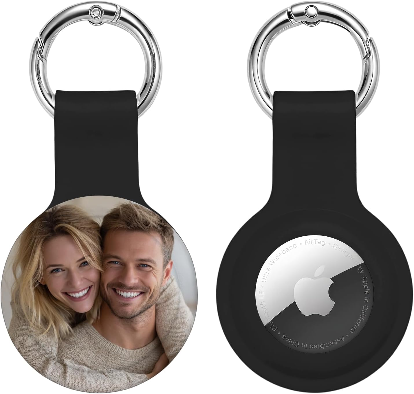 VEELU Personalized AirTag Holder Keychain with Photo, Custom Waterproof Silicone AirTags Case Cover for Keys Gift for Kids
