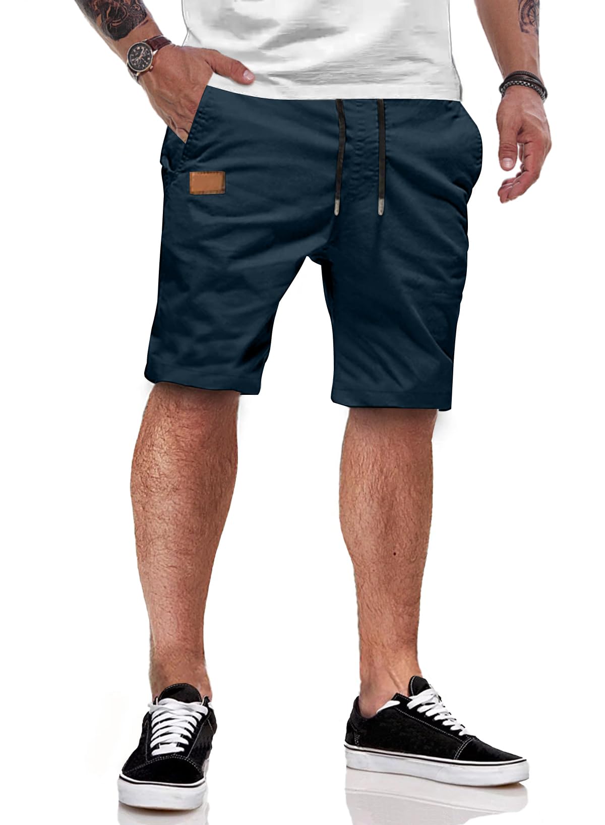 JMIERR Kurze Hosen Herren Sommer Shorts Herren Chino Baumwolle Elastische Taille mit Taschen S-3XL