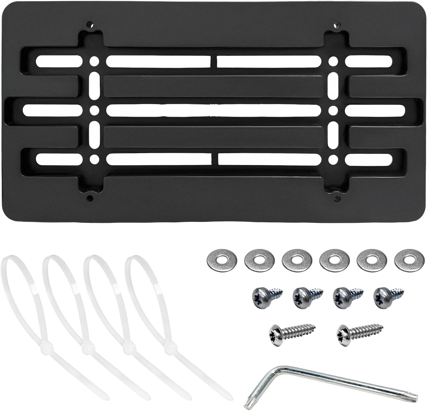 License Plate Frame Bracket Holder, Car License Plate Bracket Mounting Kit with Screws, Universal Front & Rear Bumper License Plate Holder Mount Adapter, Car Accessories