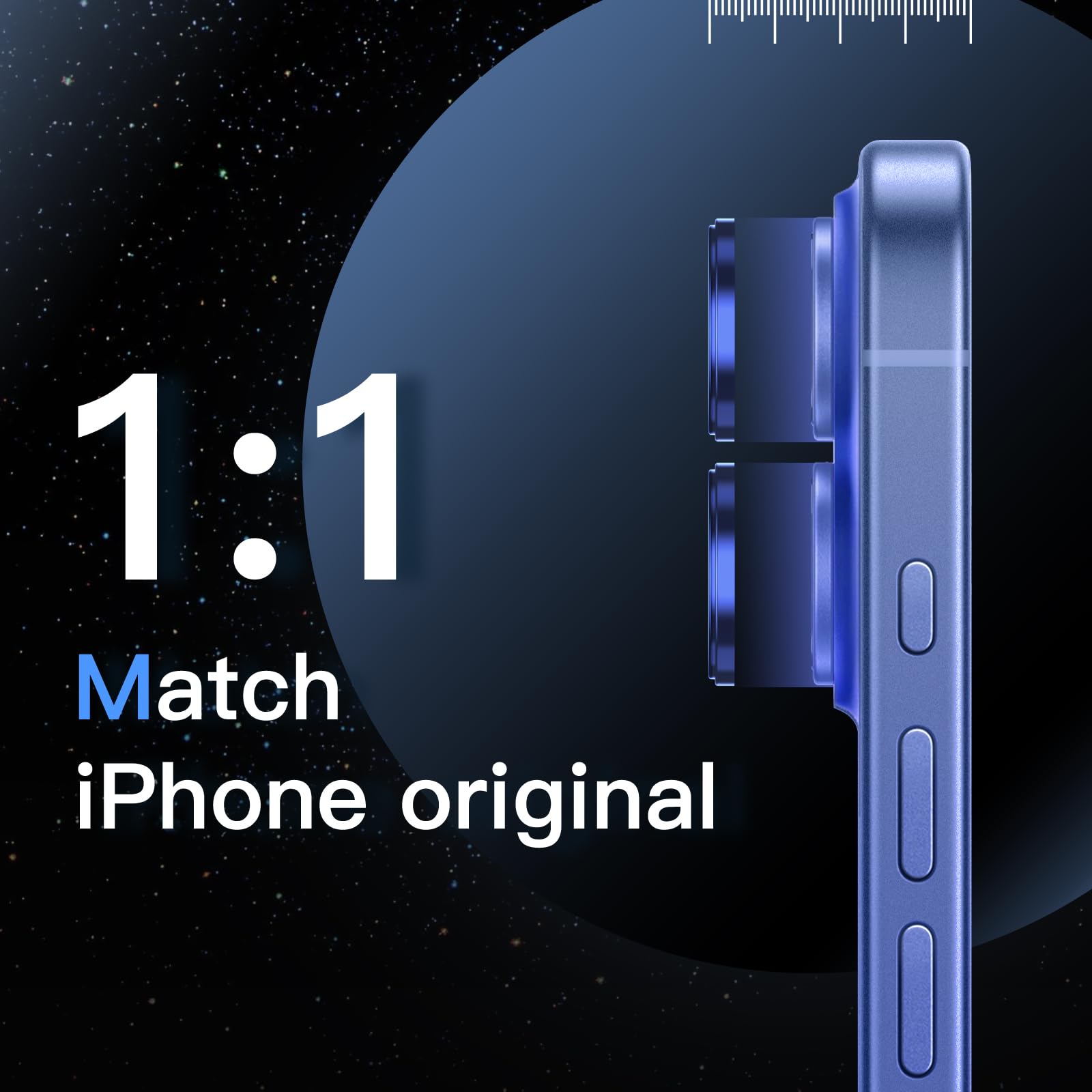 JETech Ochraniacz Obiektywu Aparatu dla iPhone 16/16 Plus, Ultramaryna | 1 Zestaw, Szkło 9H, Niewidoczne Dopasowanie 1:1, Metalowe Pierścienie, Przejrzystość HD