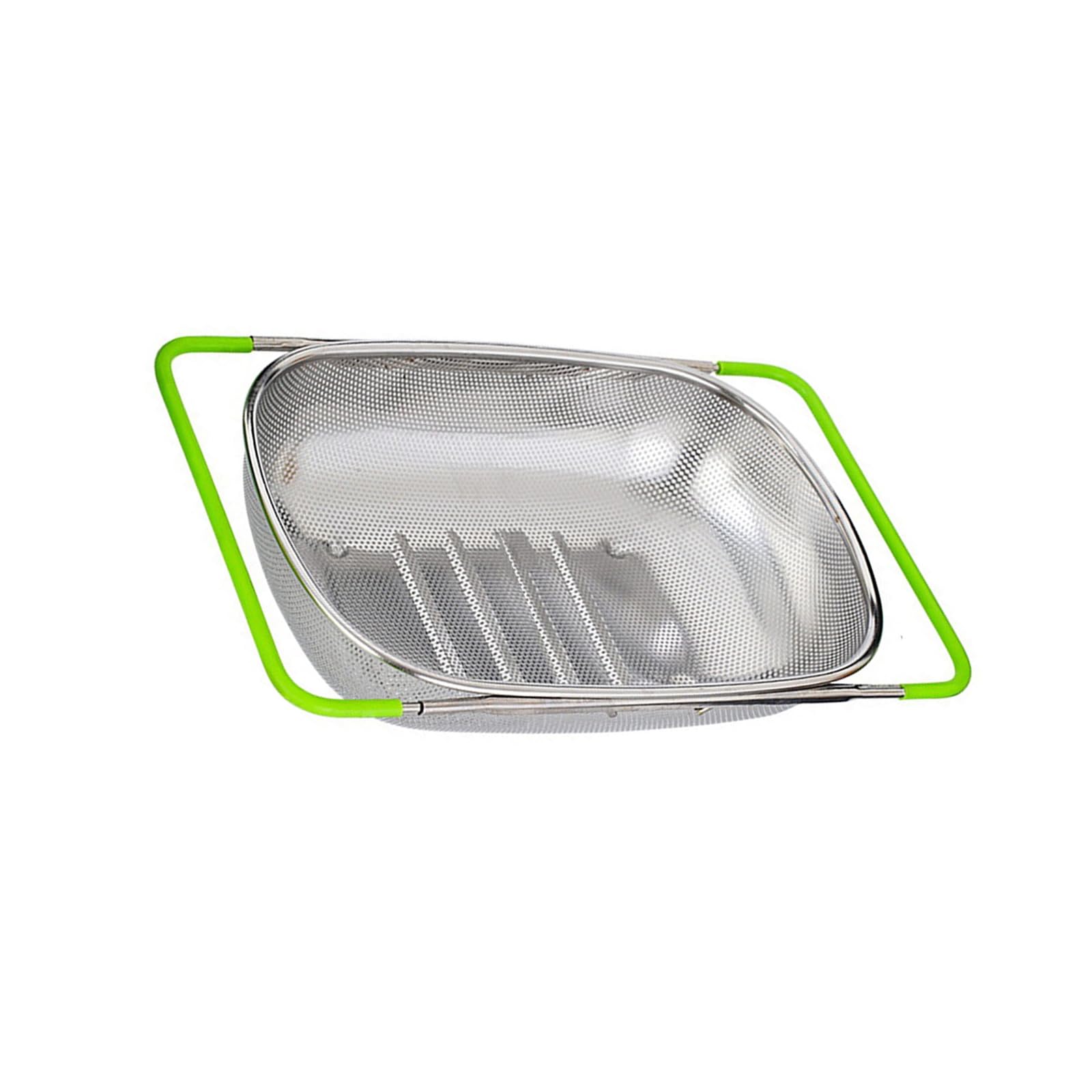 Sink Vegetable Washing Basket, Extendable Stainless Steel Colander with Telescopic Handles for Sink Draining Expandable Basket Produce Rinse Holder Prep Drain Rack Kitchen Colander Tray Oval Wash Prep