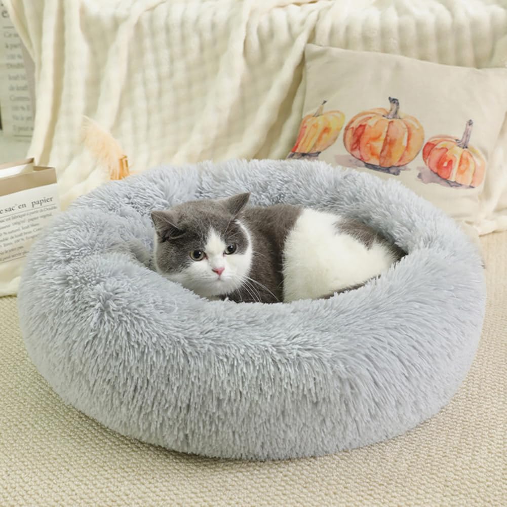 Panier pour chat moelleux gris clair Ø60cm pour le confort de votre animal