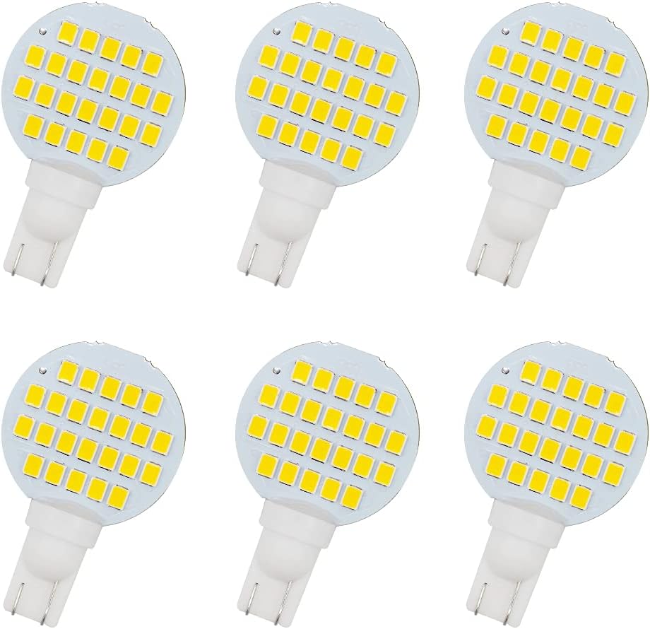 GRV T10 LED Light Bulb 24-2835 SMD Super Bright Lamp AC/DC 12-24V for Car Boat RV Trailer Camper Motorhome Ceiling Dome Warm White Pack of 6