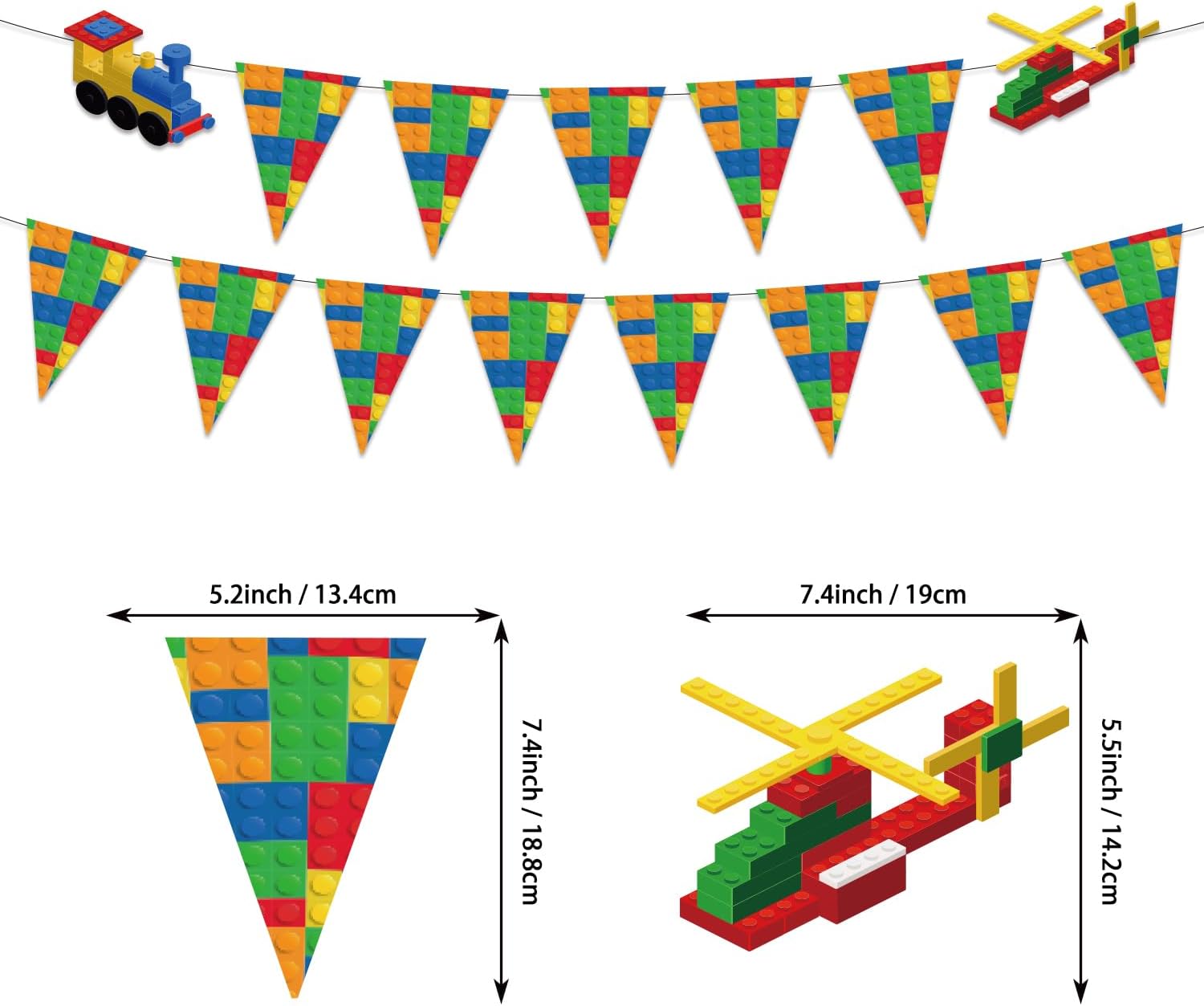 Building Block Birthday Party Decorations with Balloon Arch Kit, Banner, Backdrop, Wall Signs, Tablecloth, Plates, Napkins, Forks, Cake Topper, Cupcake Toppers