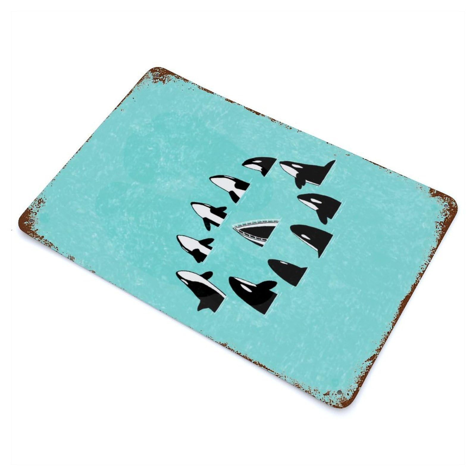Retro Metal Sign with Whale War Design 11.8"x7.9", for Bistro, Counter And Cafe Decor, Shabby Chic Decor