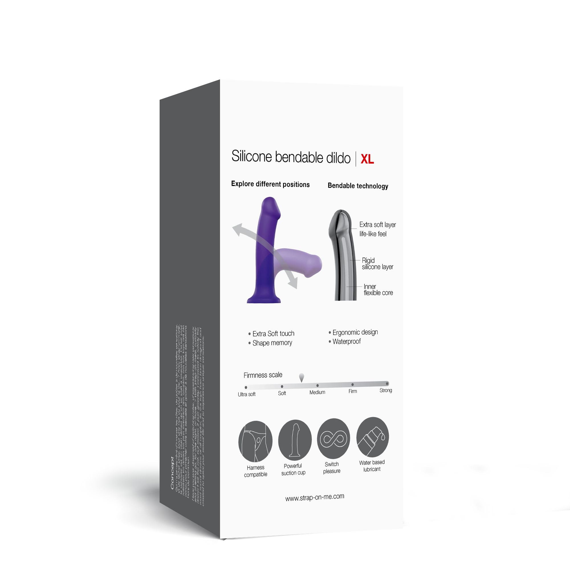 Strap-On-Me Fallo Flessibile Doppia Densità | Modello Semi-Realistico Ultra Morbido in Silicone 100% | Impermeabile e Compatibile con Imbrago e Lingerie | XXL, XL, L, M, S